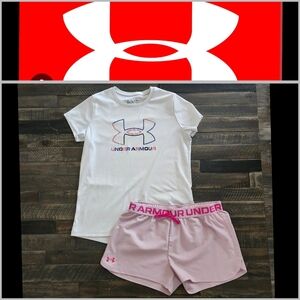 White Under Armour Girls YXL